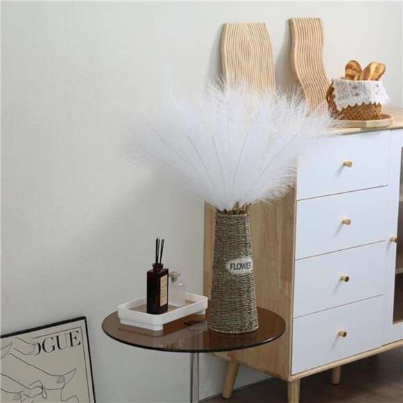 30pcs White Pampas Grass - 24 Inch Faux Pampas Grass Decor, Artificial Tall - Picture 4 of 7